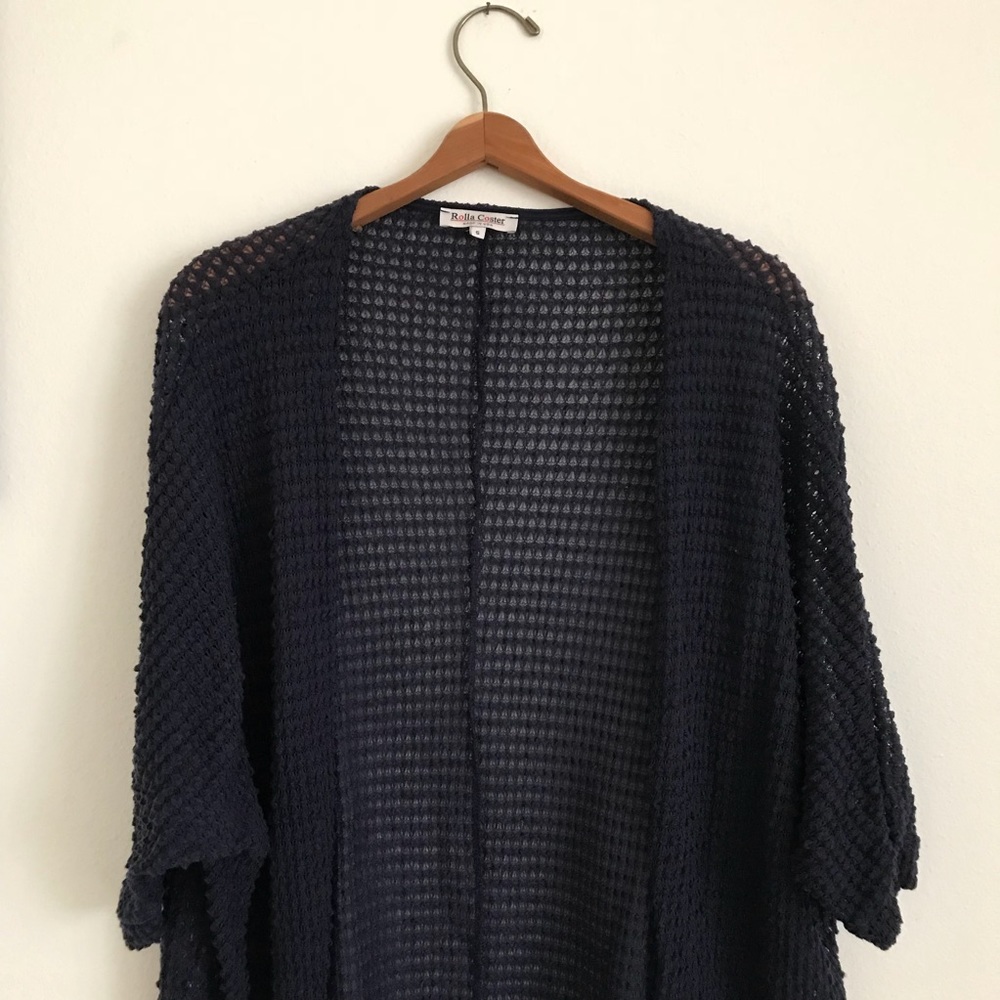 navy blue cardigan